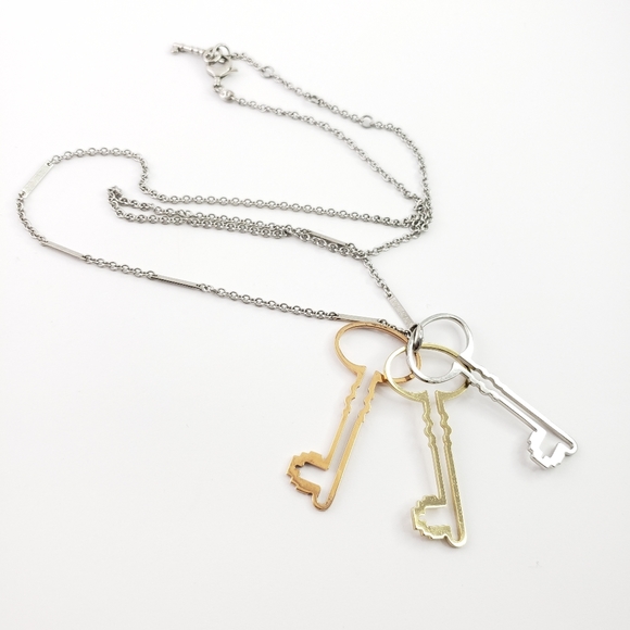 Fossil Jewelry - Fossil Necklace 3 Key Pendants Layer Necklace